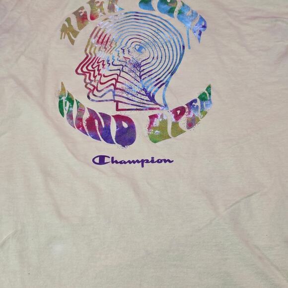 Champion Graphic T-Shirt Keep Your Mind Open Rainbow Psychedelic Print Size L - Picture 4 of 15